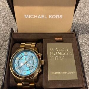 Michael Kors Gold Watch with Blue Dial